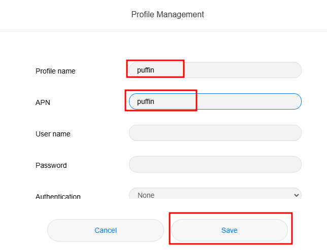 add new apn profile