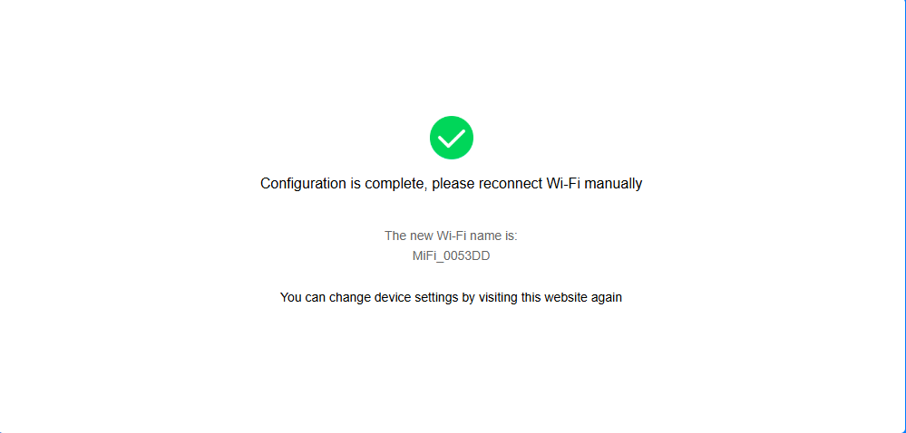 Reconnect to the MiFi after changing default password